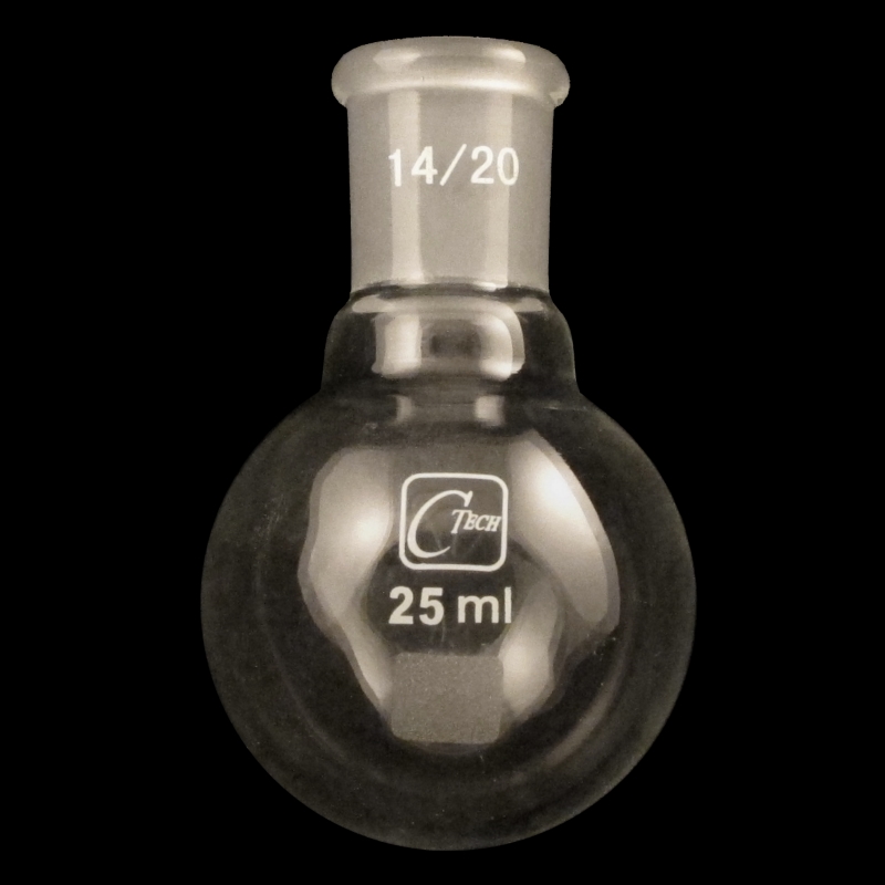 25ml Single Neck Round Bottom Flask. 14/20 Joint. Lab Glass